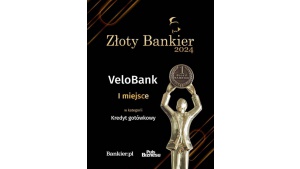 Złoty Bankier 2024 dla VeloBanku za kredyt gotówkowy Biuro prasowe