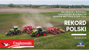 Będą ustanawiać Rekord Polski w zasiewie rzepaku metodą strip-till