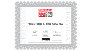 Tikkurila z tytułem „Budowlanej Firmy Roku 2020”